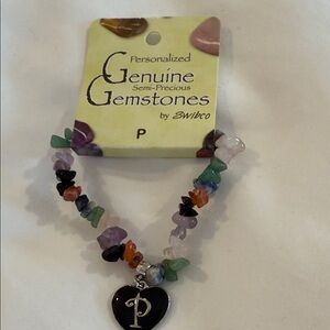 Gemstone Bracelet with Heart Charm